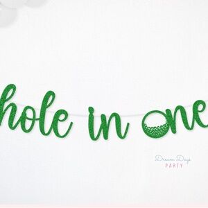 Green Glitter 'Hole in One' Banner